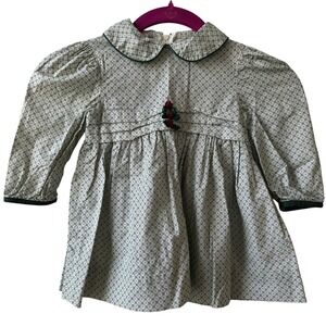 Vintage Polly Flinders Dress Peter Pan Collar Heirloom Holiday Rosette 80s 90s